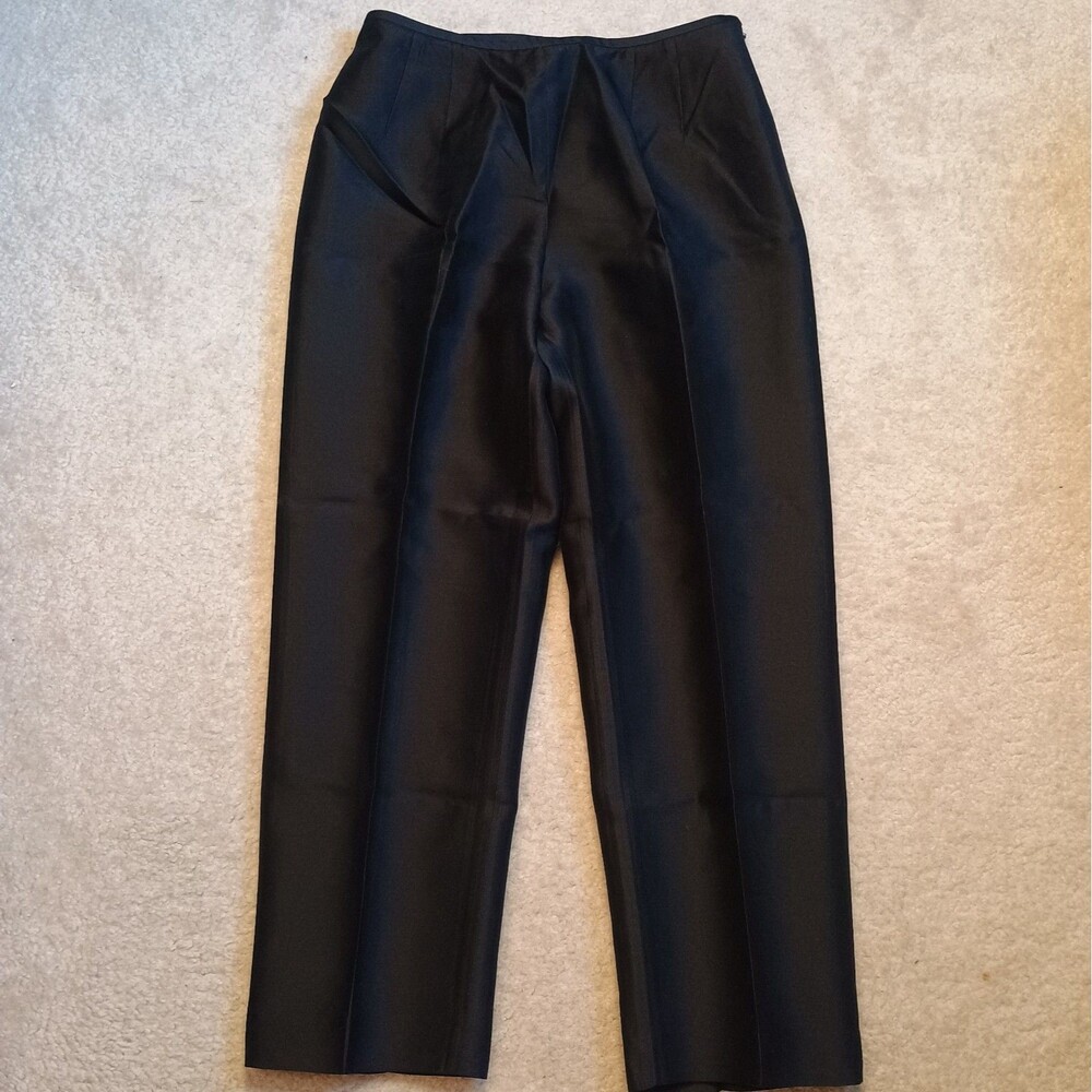 Talbots Silk Pants Womens Size 10P Black Career Luxury Old Money